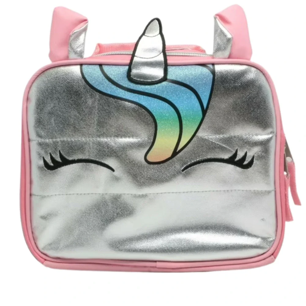 Pretty Pink Unicorn Lunch Box Girls Insulated School Tote Bag for Lunches NEW